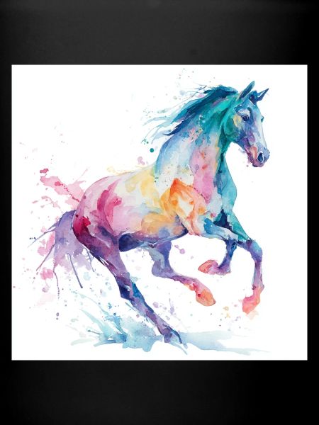 Cheval aquarelle arc-en-ciel