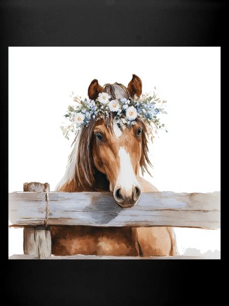 Cheval à couronne florale