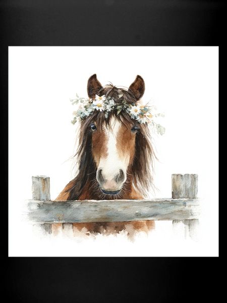 Poney couronné à fleurs