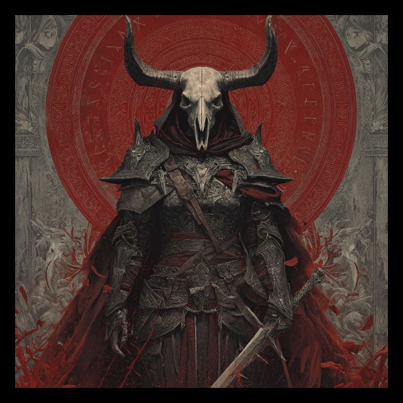 Demon Warrior with Skull Helmet