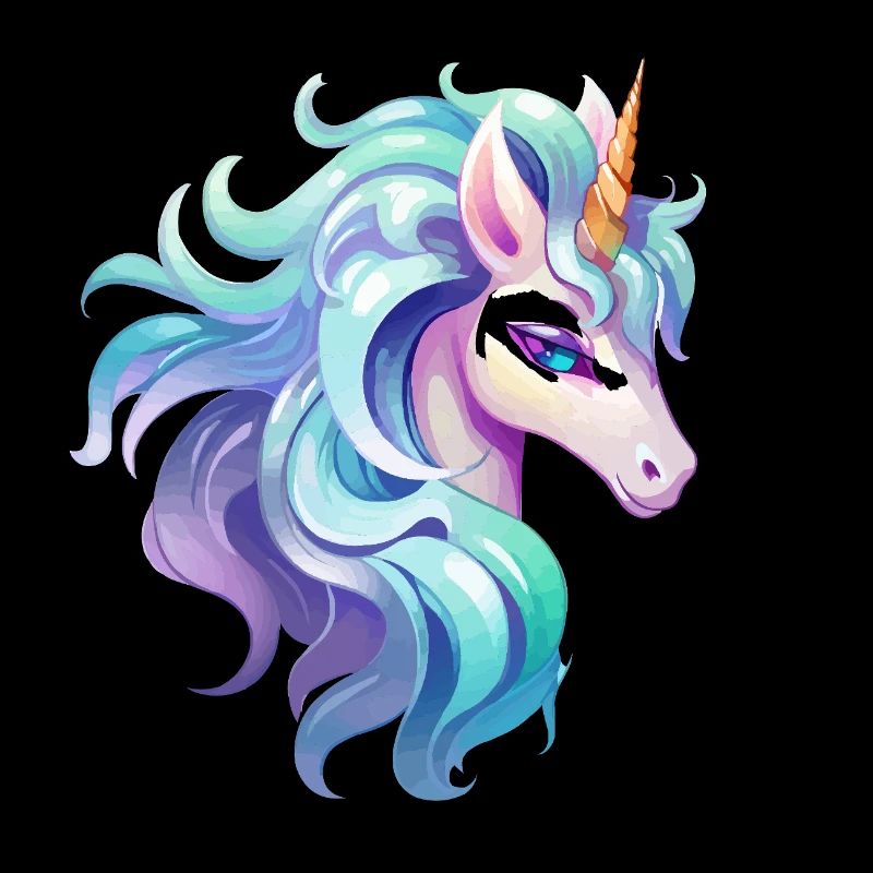Portrait coloré de tête de licorne