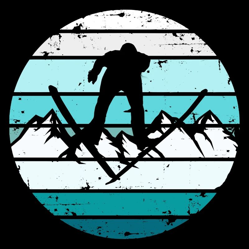 Ski Retro Sunset Skifahren Wintersport
