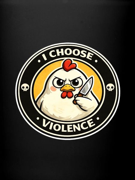 Resolute hen with knife
