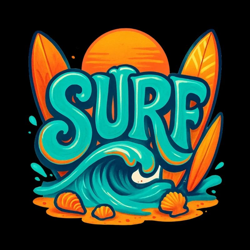 Sunset Surf Word Art