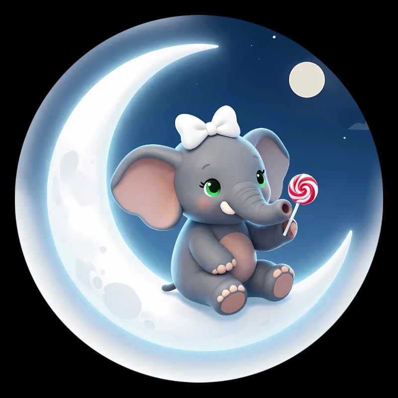 Biser de lune avec un éléphant à sucettes