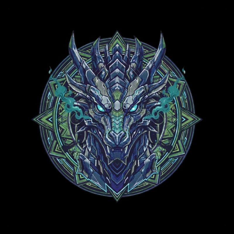 Teal Dragon - Mandala
