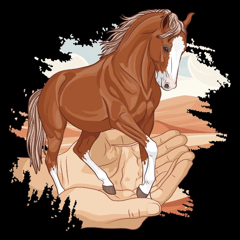 Un Cheval Marwari dans deux mains jointes