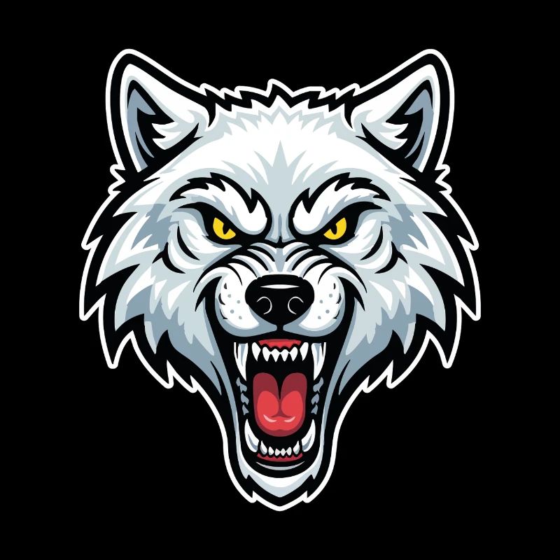 Arctic White Wolf Yellow Eyes Wolf Logo