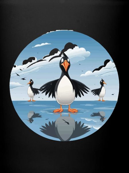Pinguinenschar am Eissee