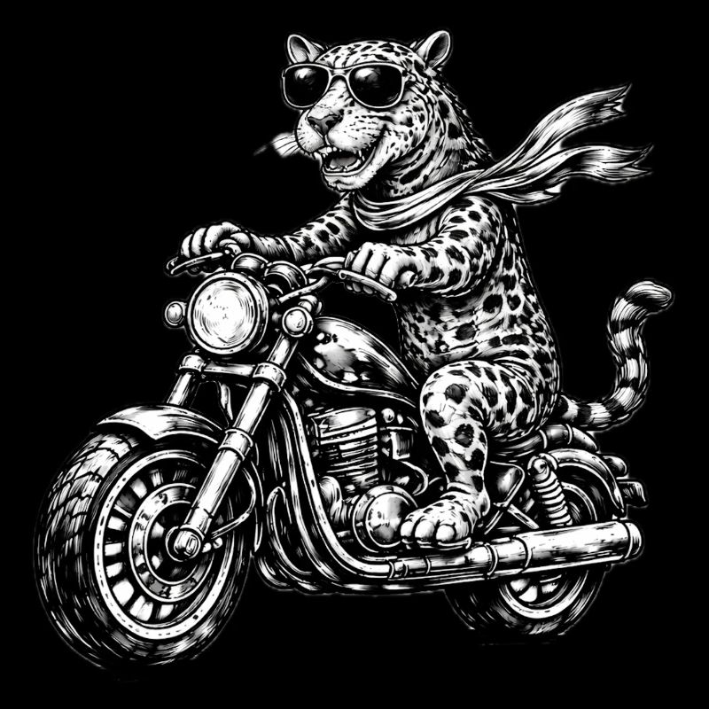 Léopard à moto avec des lunettes de soleil