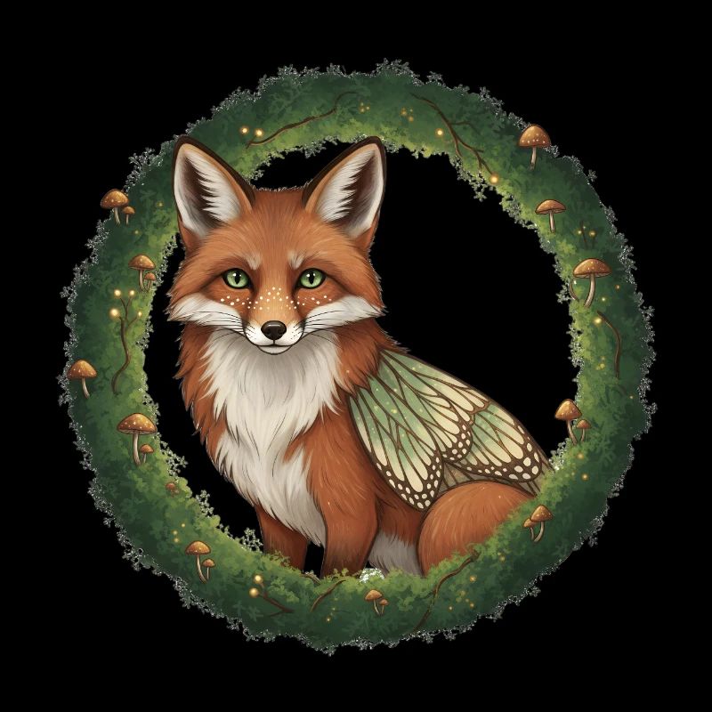 Fuchs Wald Kranz Illustration