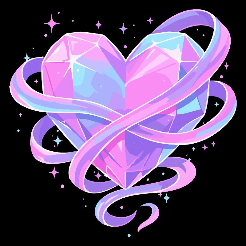 Pastel Crystal Heart with Bows