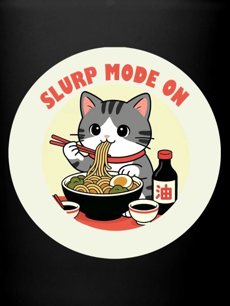 Chaton mangeant Ramen Mode Slurp