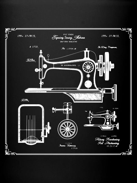 Antique Sewing Machine Blueprint