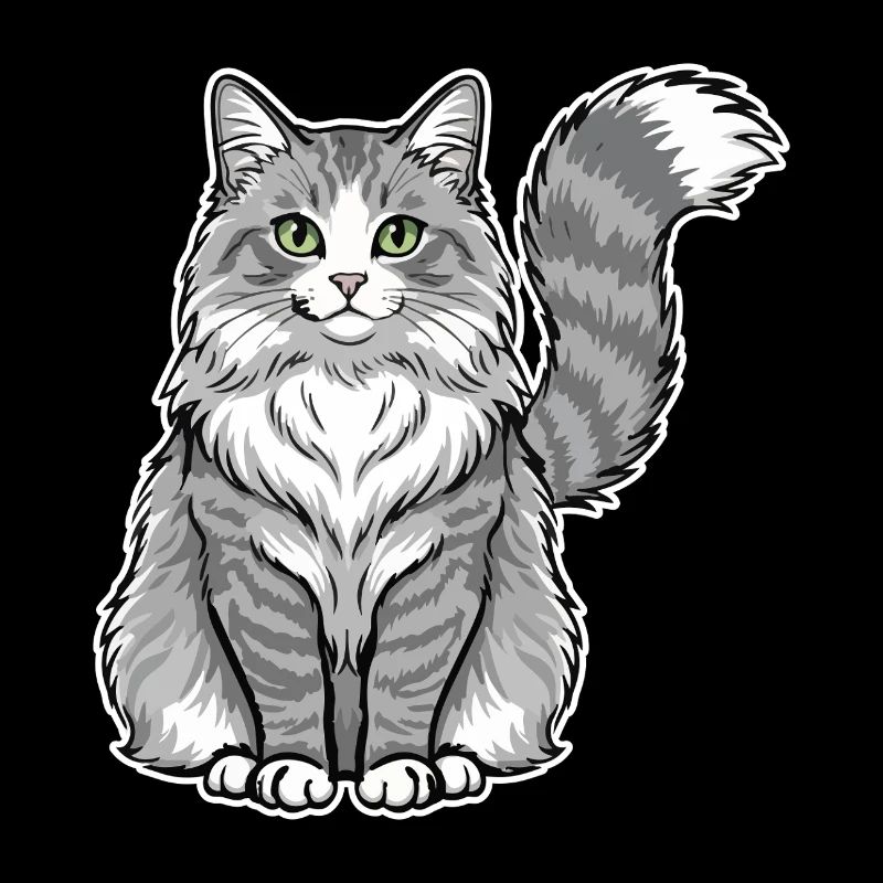 Norwegian Cat Grey White Majestic Portrait