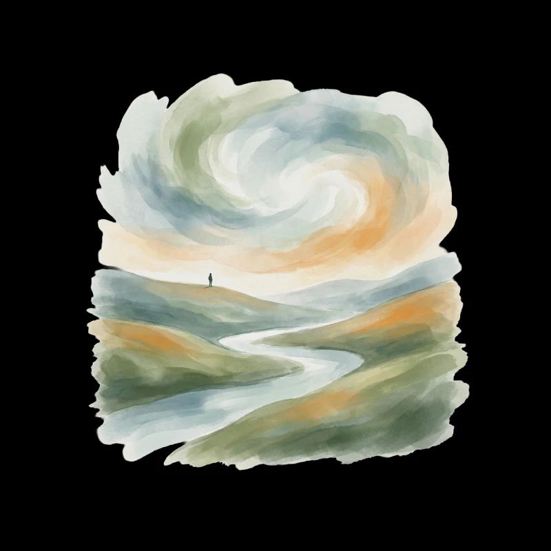 Paysage du soir aquarelle