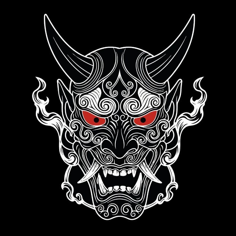 Oni Japan Demon Gothic Black White Mask