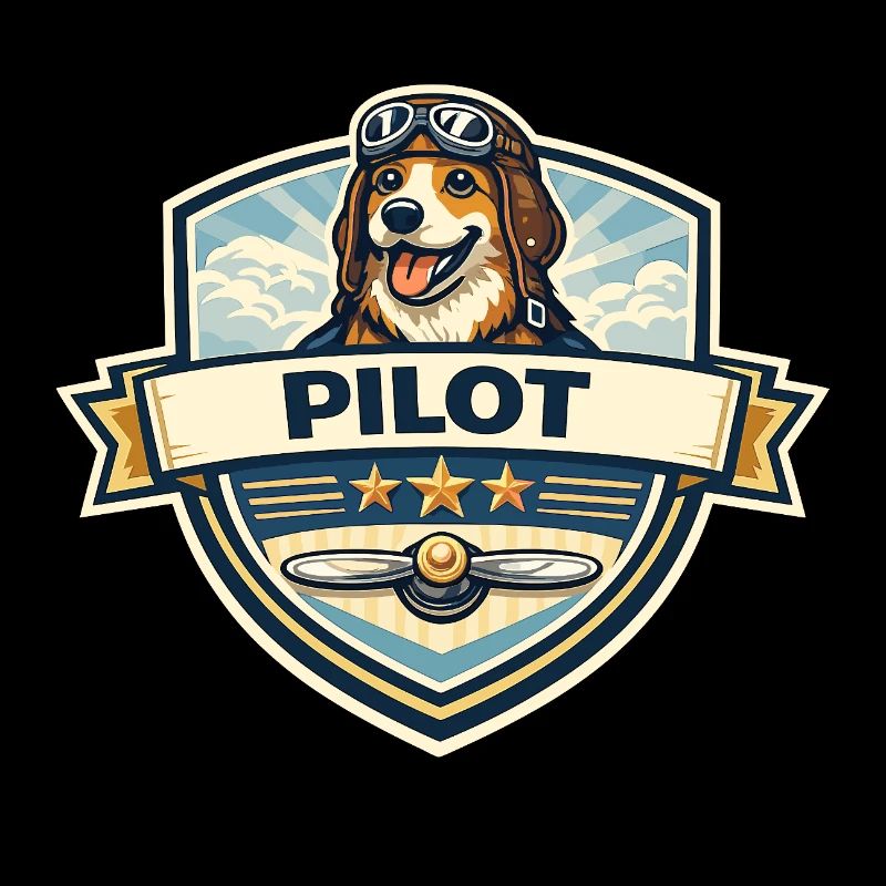 Hundepilot Abzeichen Cartoon
