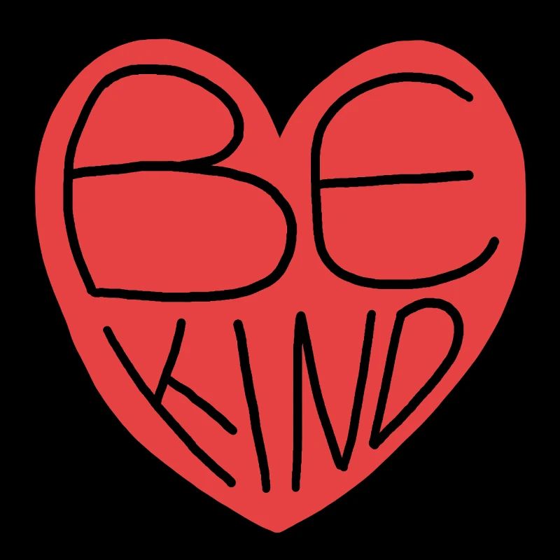 Cœur rouge mignon Be Kind, dessin à la main