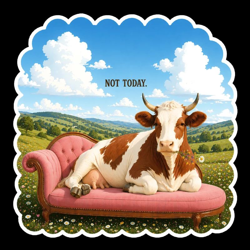Not Today – Entspannte Kuh auf Sofa