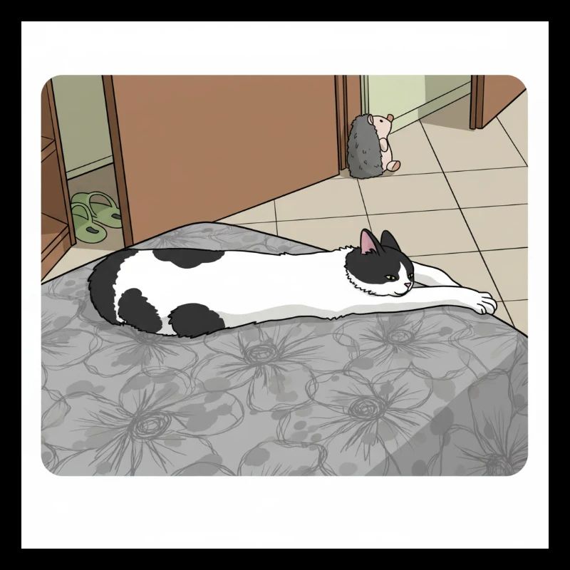 Chat allongé sur un lit fleuri