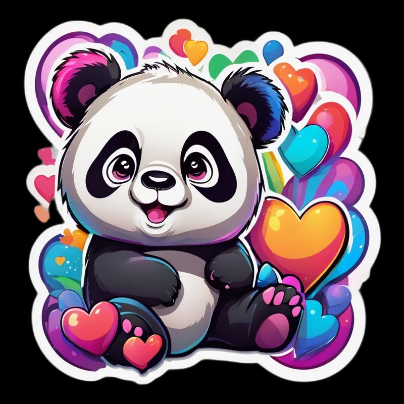 Colorful Panda Hearts