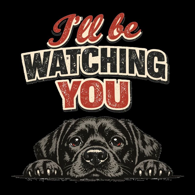 Schwarzer Labrador Retro Shirt - Watching You