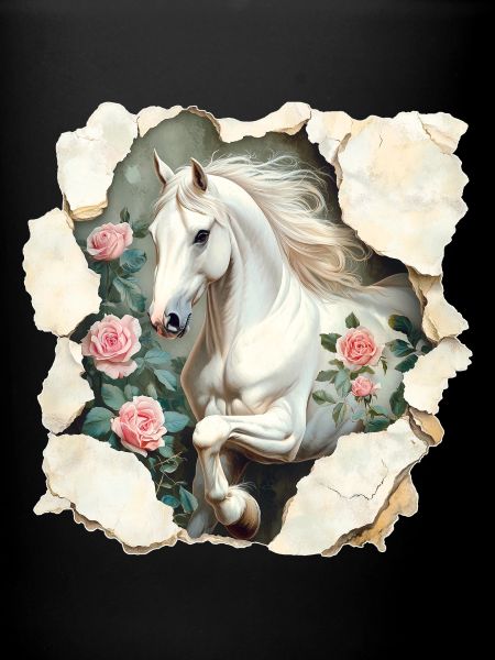 Cheval aux roses