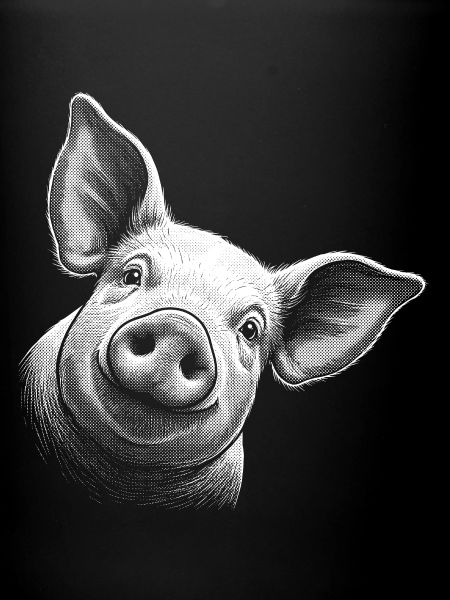 Funny peeking pig