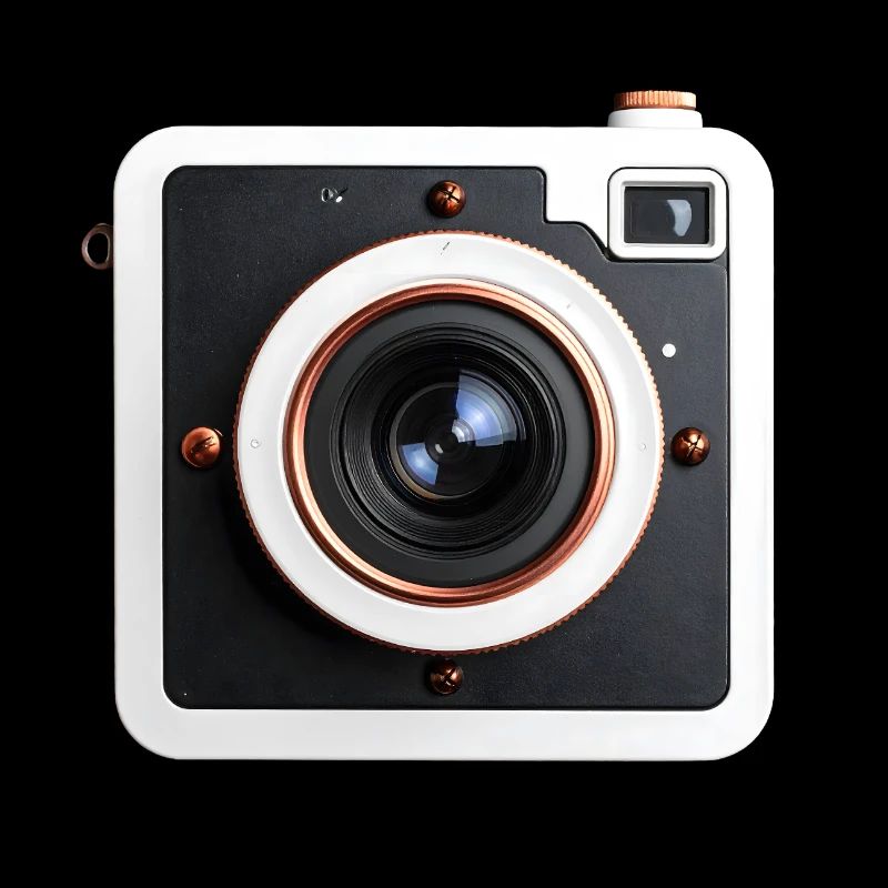 Retro Square Camera Copper Accents