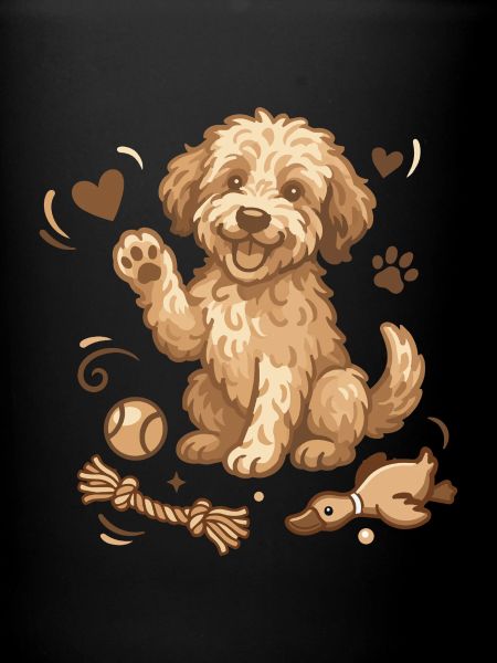 Chiot Doodle avec des jouets