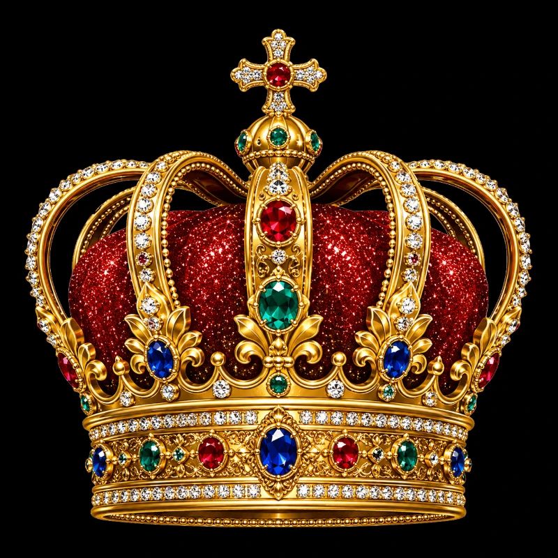 Couronne du roi avec éclat de pierres précieuses