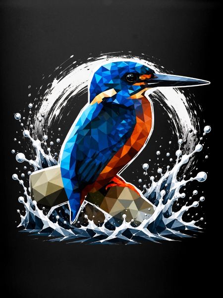 Conception d’oiseau martin-pêcheur low poly