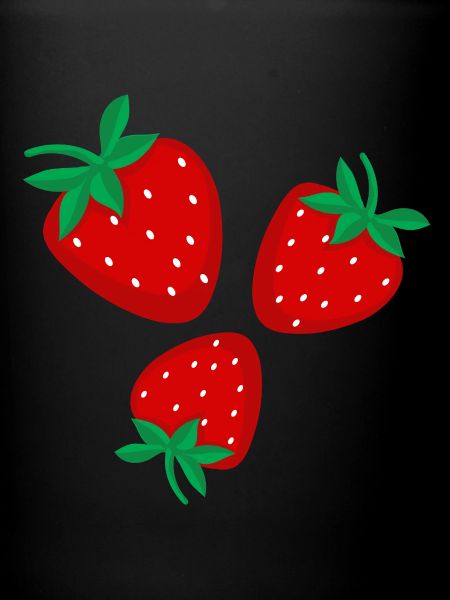Drei leuchtend rote Erdbeeren
