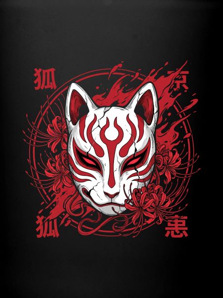 Kitsune Maske Rot-Weiß