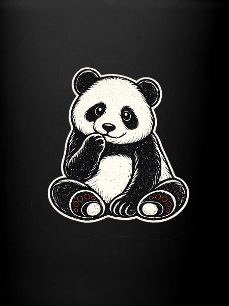 Cuddly panda sits cute