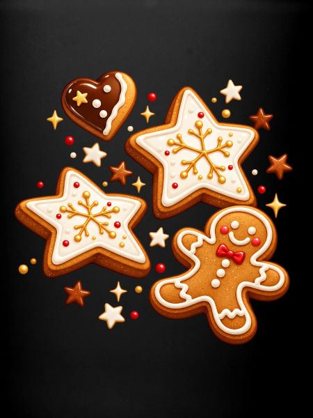 Weihnachtsplätzchen mit Sternen und Lebkuchenmann