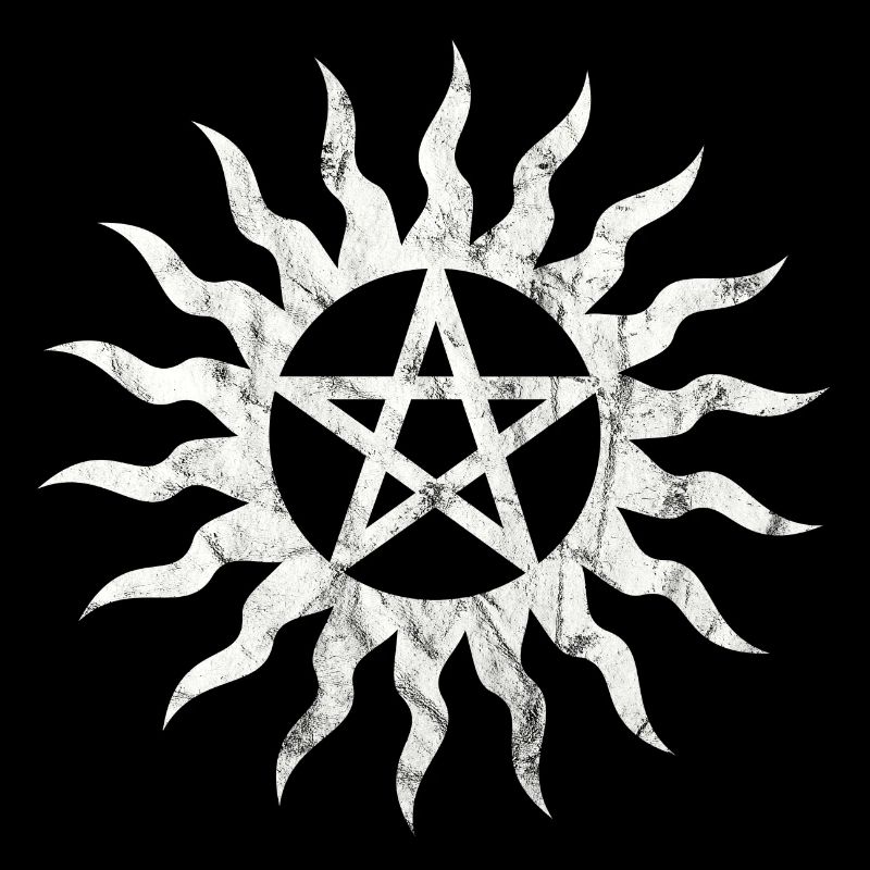 Pentagram Flame Pentacle Grunge Distressed