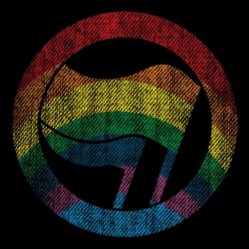 ARC-EN-CIEL ANTIFA DRAPEAU