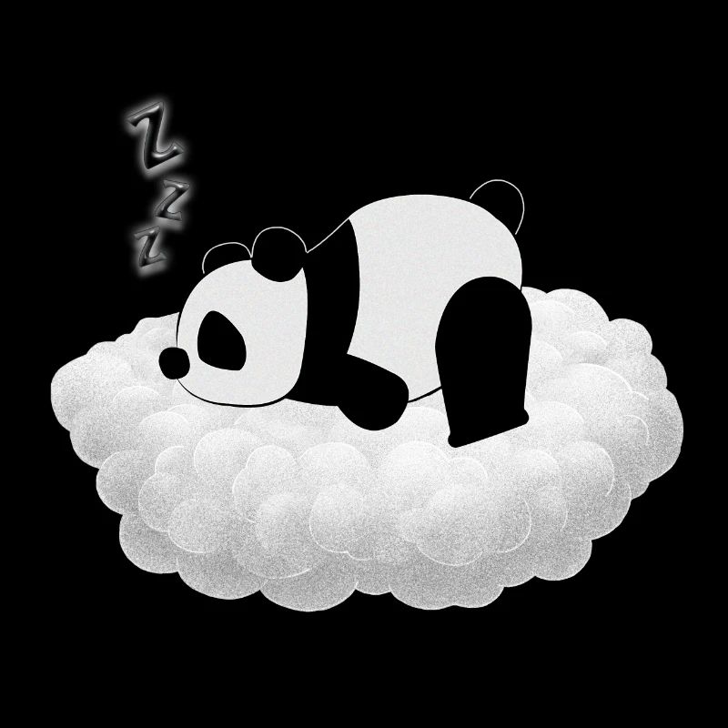 Panda mignon dort sur son nuage