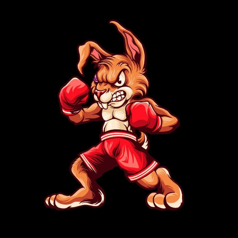 Strong rabbit with boxing gloves boxer animals