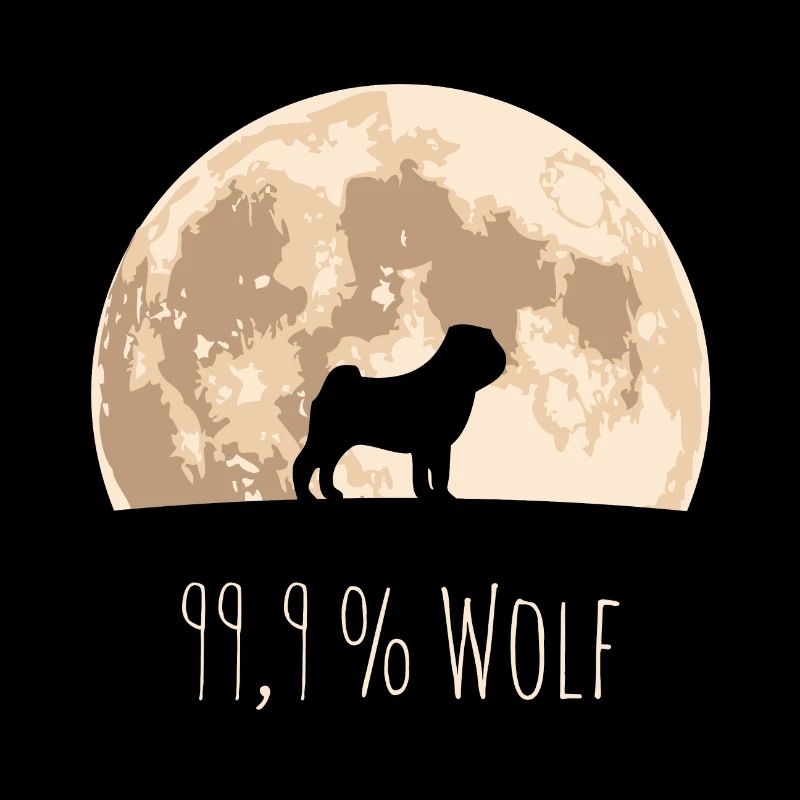 Mops 99 % Wolf Mond Hund Hunde Design