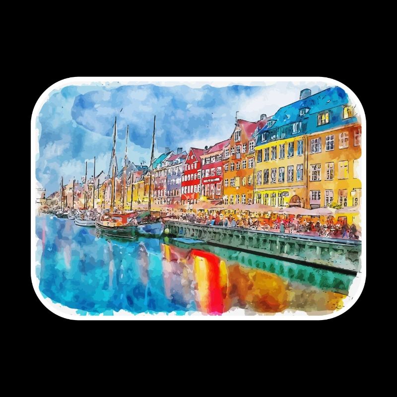 Copenhague Danemark Aquarelle Sketch Illustration