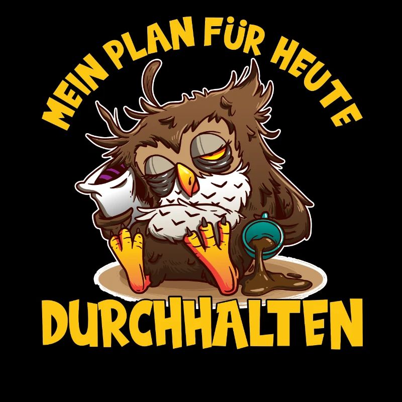 Eule Kaffee Müde Plan für heute
