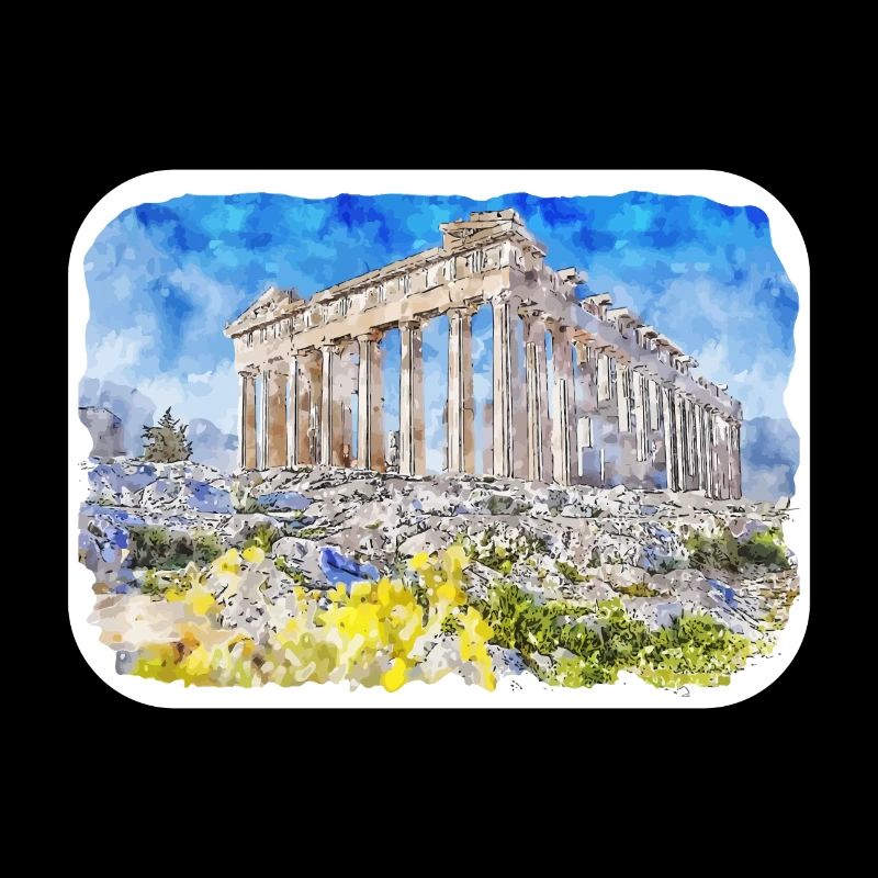 Athènes Grèce Aquarelle Esquisse Dessinée Peinture