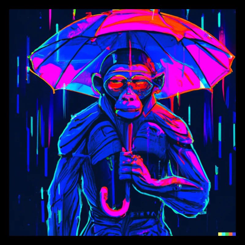 Singe avec parapluie