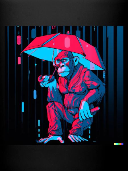 Monkey with umbrella