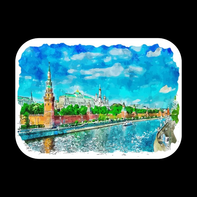 Moscou Russie Aquarelle Esquisse Dessinée Peinture