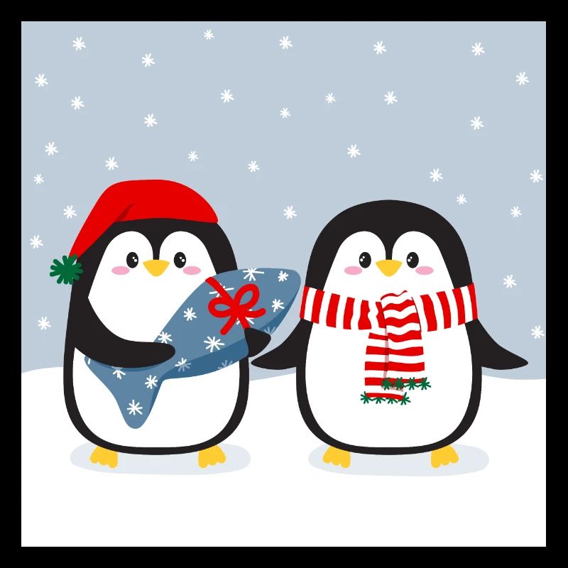 Mignons pingouins avec cadeau