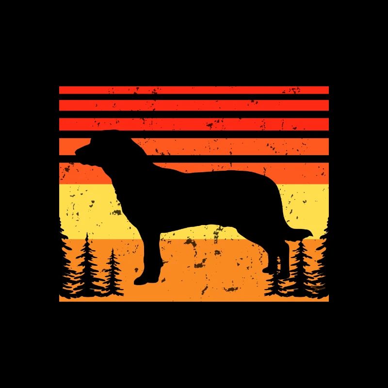 Entlebucher Mountain Dog Silhouette Retro Sunset